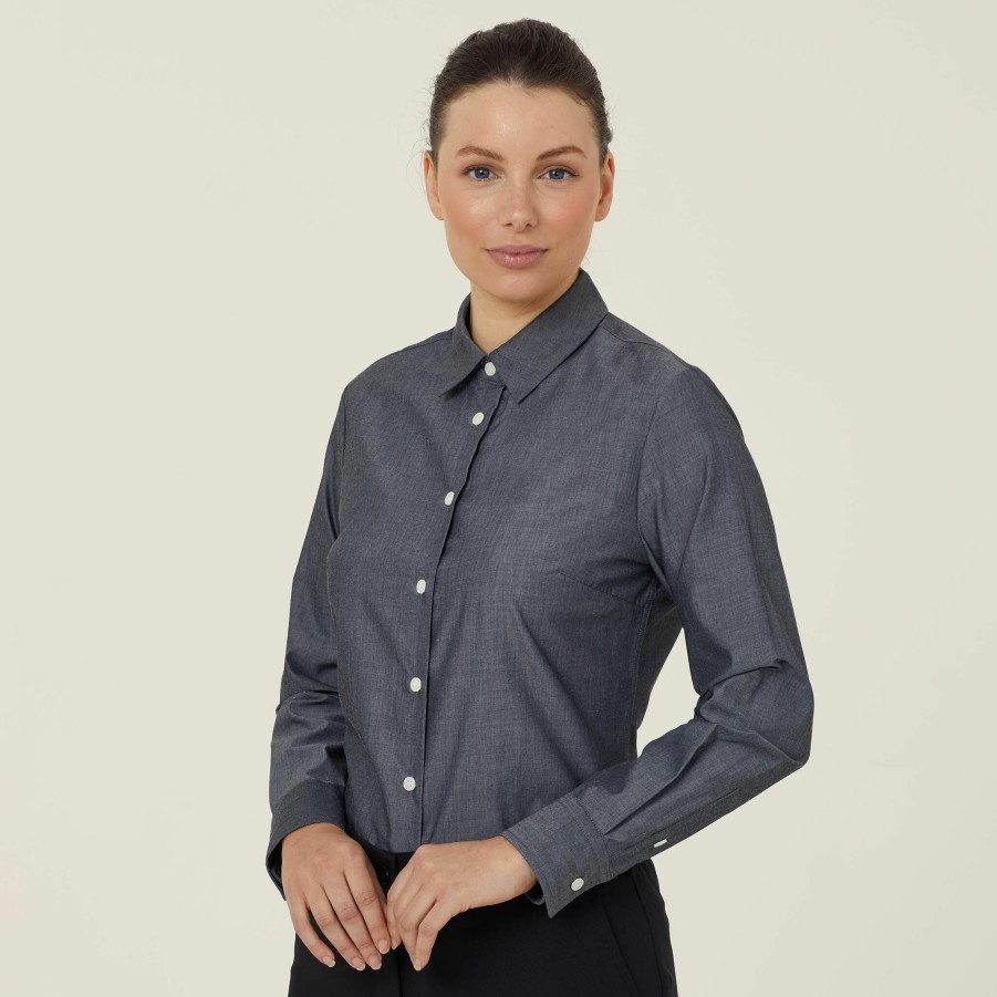 Products NNT | Long Sleeve Chambray Shirt, Black | Nnt Uniforms Black ...